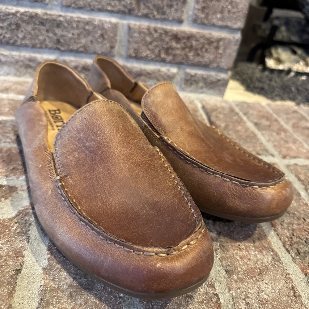 Born Caleb Leather Moc Loafer Driving Shoes VCJB25 Brown Men's Size US 9M #510